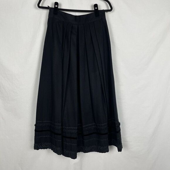 Vintage Madeleine Black Wool Boho Cottagecore High Rise Midi Skirt - Women’s 10 - Picture 2 of 6